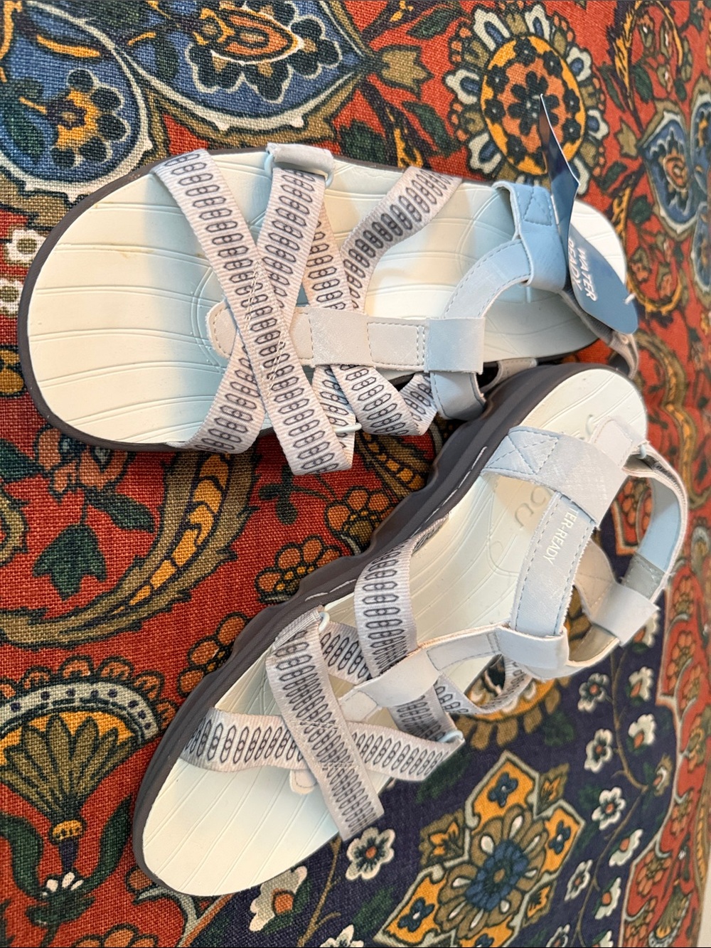 Jambu Bay water ready vegan sandals strappy subtle geometric design adj straps
